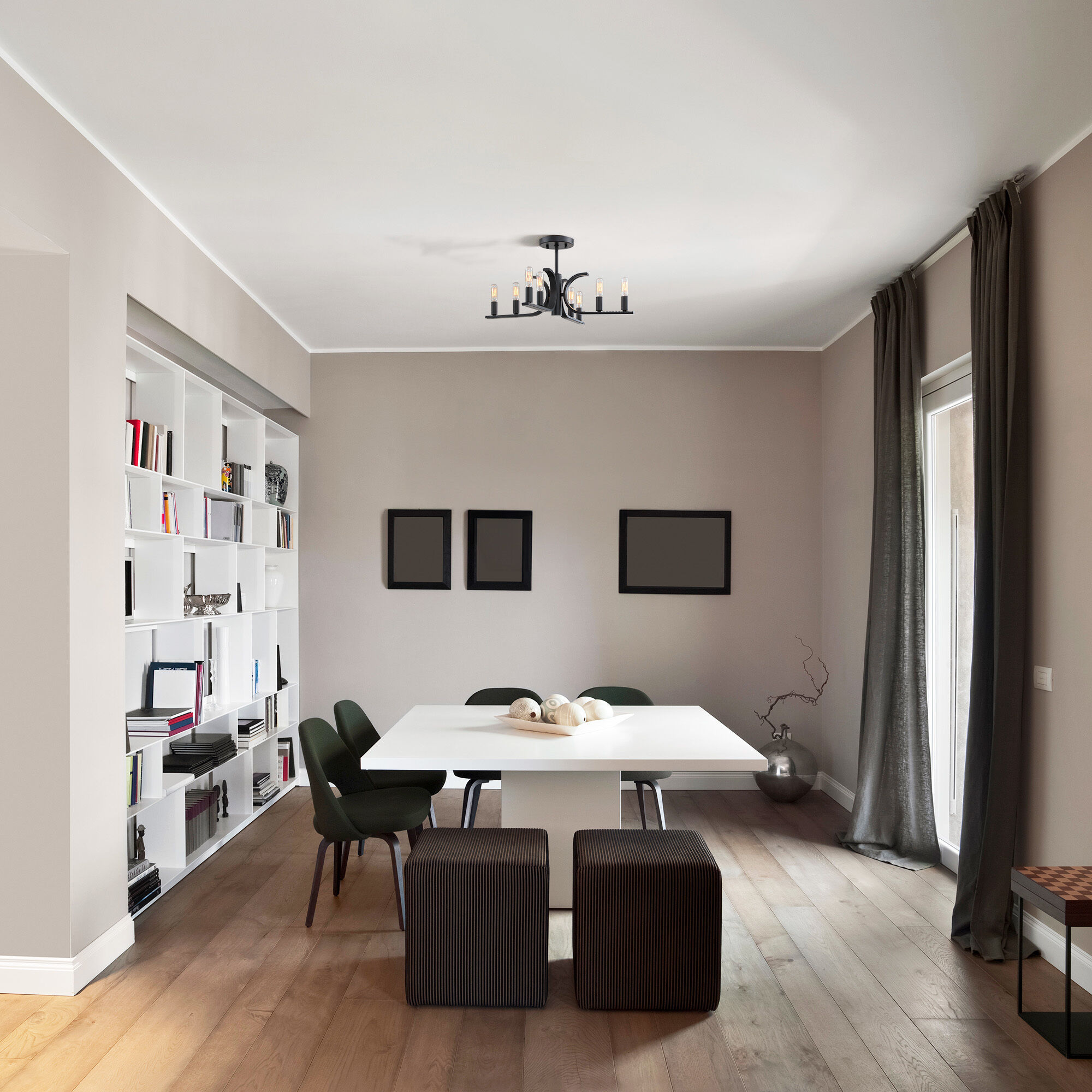 Skye 8 Light 22.75 inch Matte Black Semi Flush/Convertible Ceiling Light